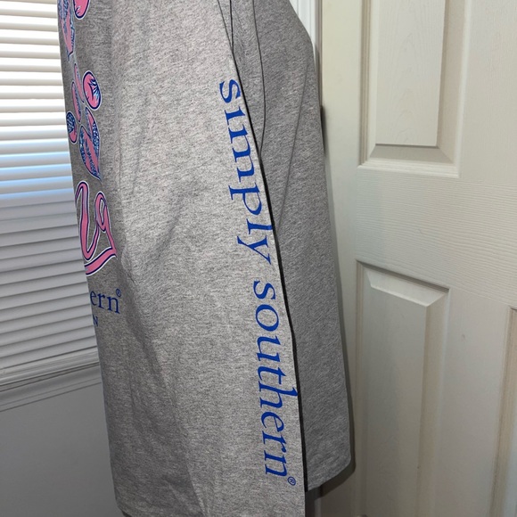 Simply Southern Heather Gray Long Sleeve Tee with Pink Logo - Picture 4 of 5